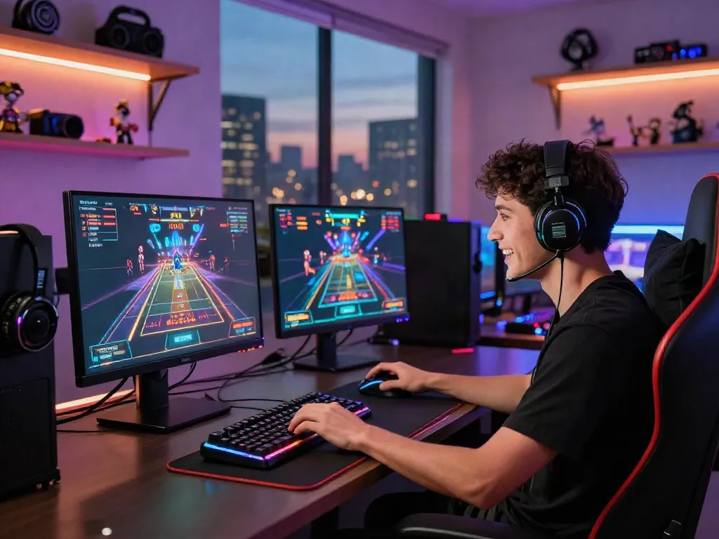 Exciting online gaming setup at https://five88bet.org/ featuring a player immersed in casino gaming.