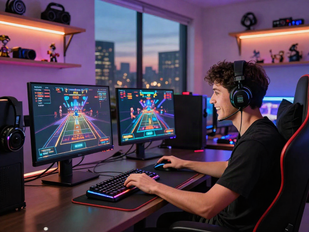 Exciting online gaming setup at https://five88bet.org/ featuring a player immersed in casino gaming.