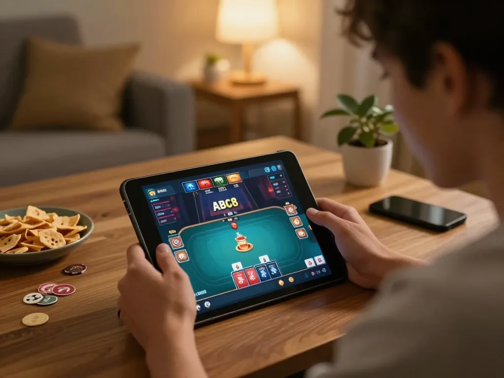 Engage with poker action on ABC8go while enjoying a cozy home ambiance