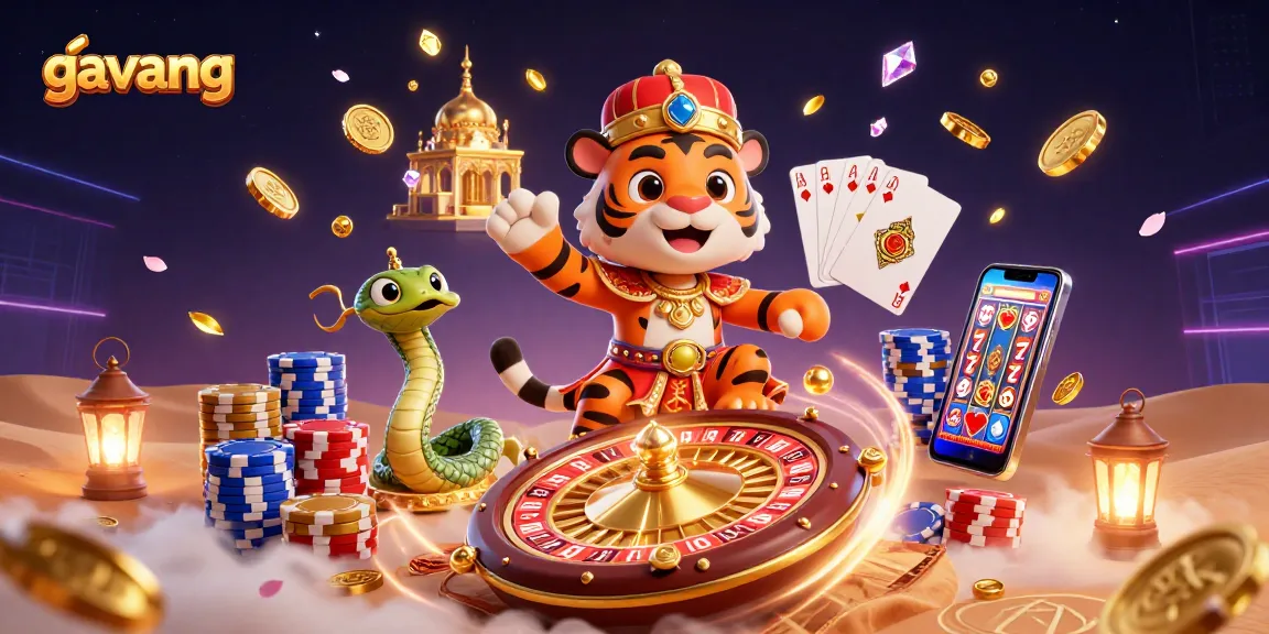 Experience excitement with gavang in a vibrant casino world featuring a tiger sultan and dynamic game elements.