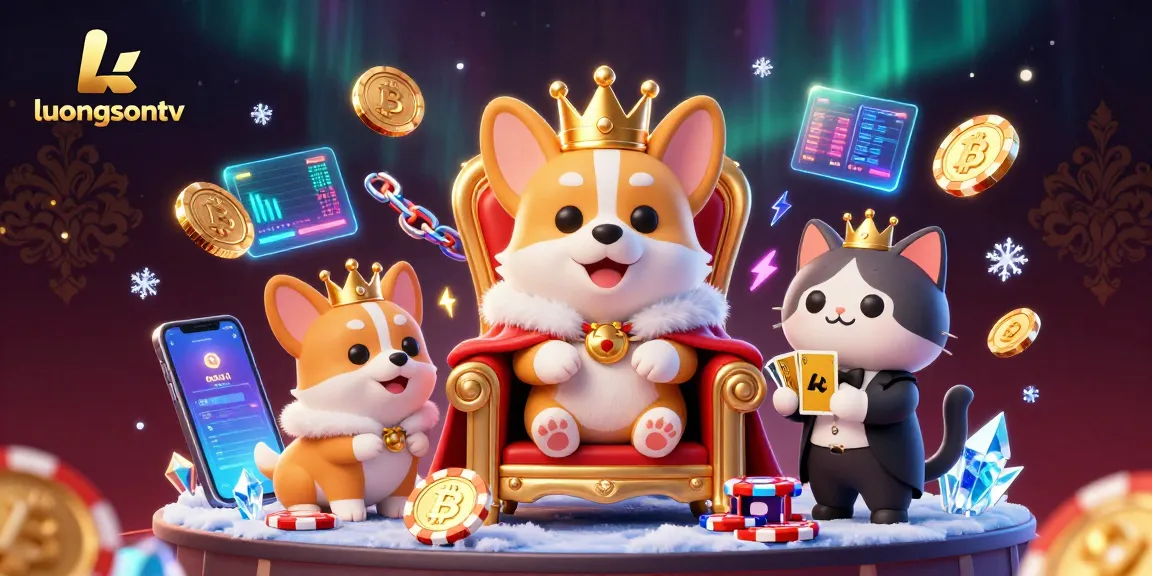 Engage in exciting betting with luongsontv amidst dazzling poker chips and cryptocurrency elements.