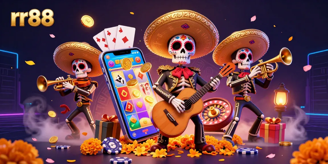 Engage with rr88's exciting slot game while enjoying the vibrant atmosphere of a mariachi band.