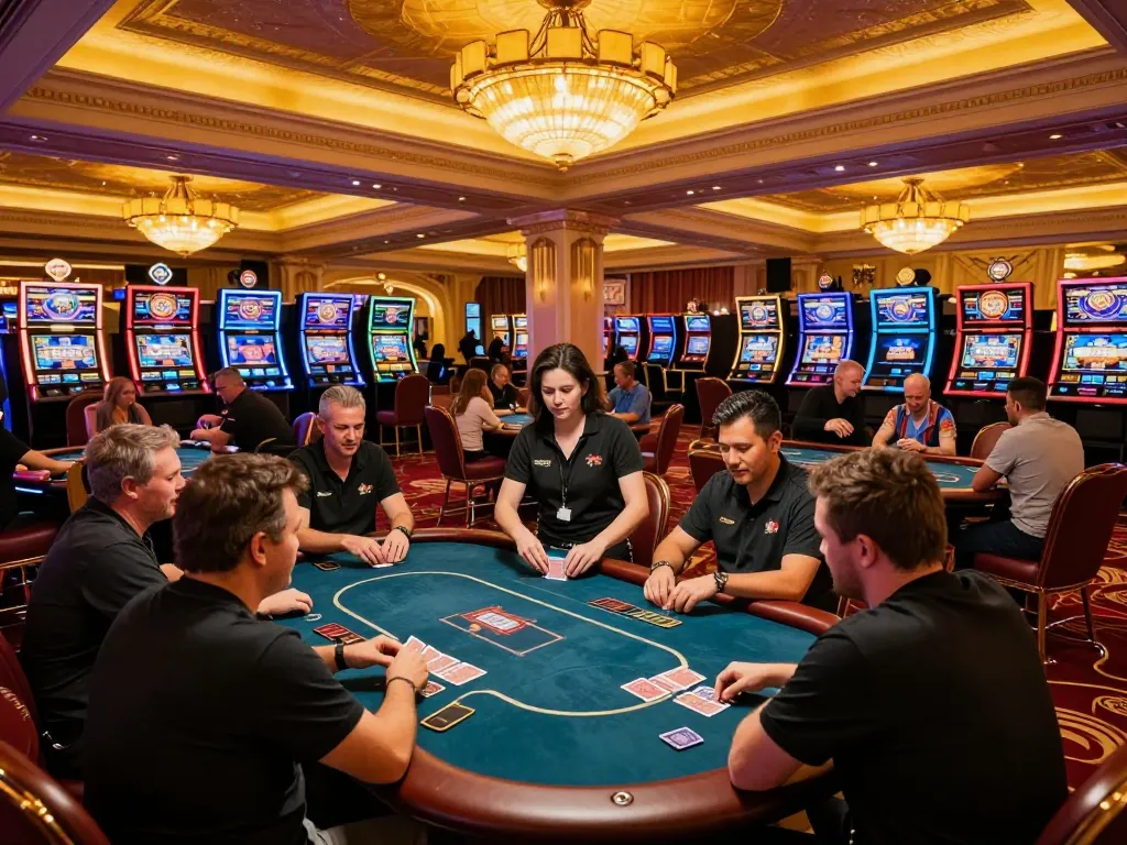 Experience intense gameplay at 789clubgo's luxurious casino tables during a vibrant Las Vegas session.