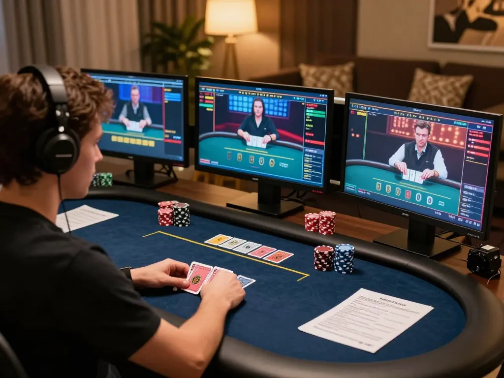 CM88 online gaming setup showcasing strategic poker gameplay and responsible bankroll management.