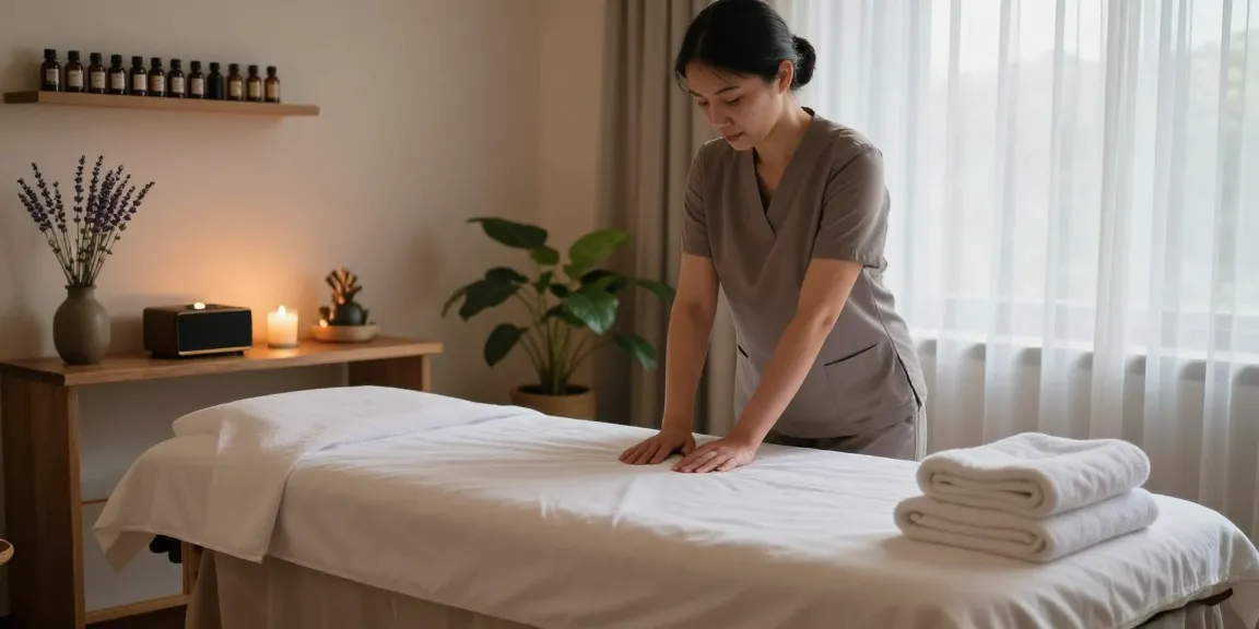 Relaxing massage therapy room with calming ambiance for 군포출장마사지 experience.