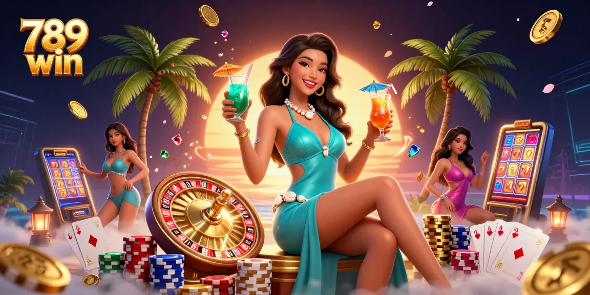 Engage with 789 win in a vibrant casino scene filled with golden coins and excitement.