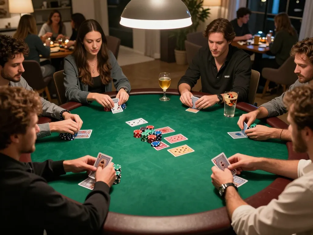 Engaged players at a thrilling poker night represent the best online casinos in Canada for strategic gameplay.