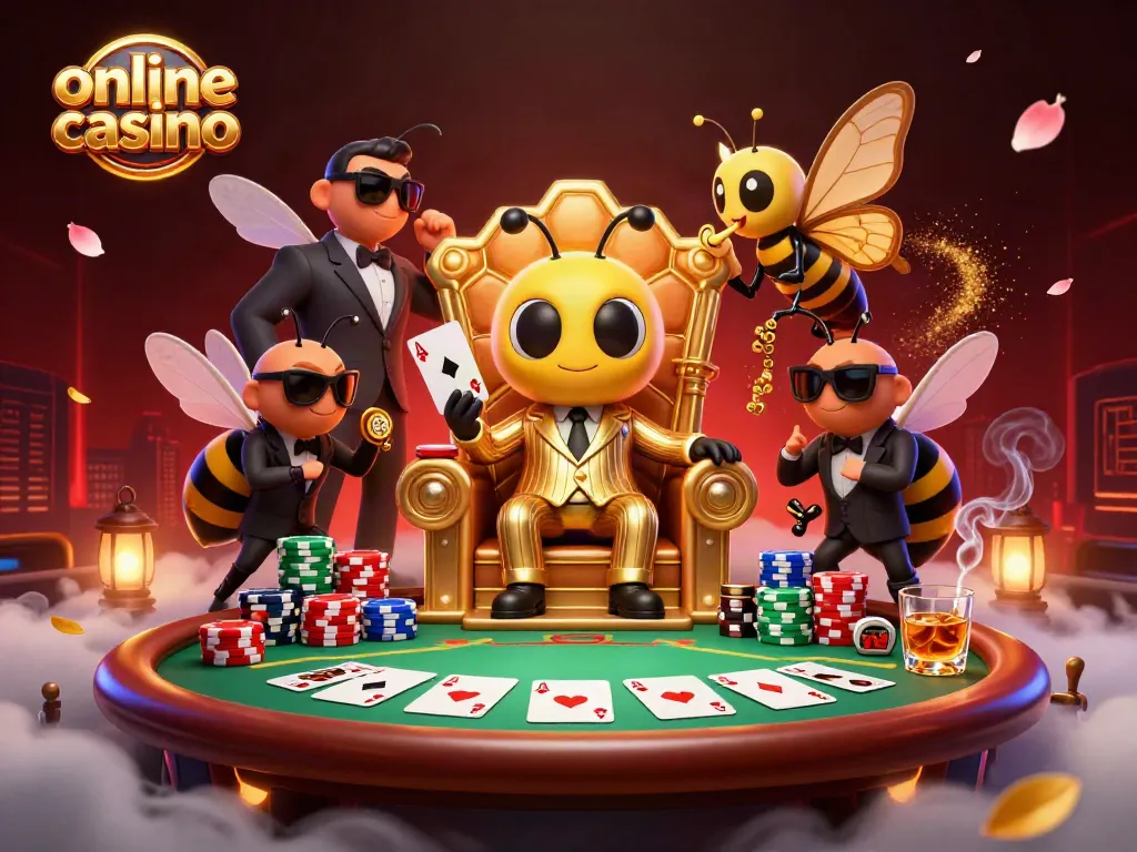 Juega en un casino online mientras un jefe de la mafia observa desde su trono, rodeado de fichas de póker.