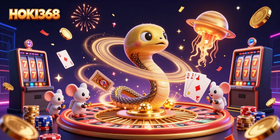 Experience thrilling bets with HOKI368 as astronauts and a jellyfish dealer navigate cosmic gaming