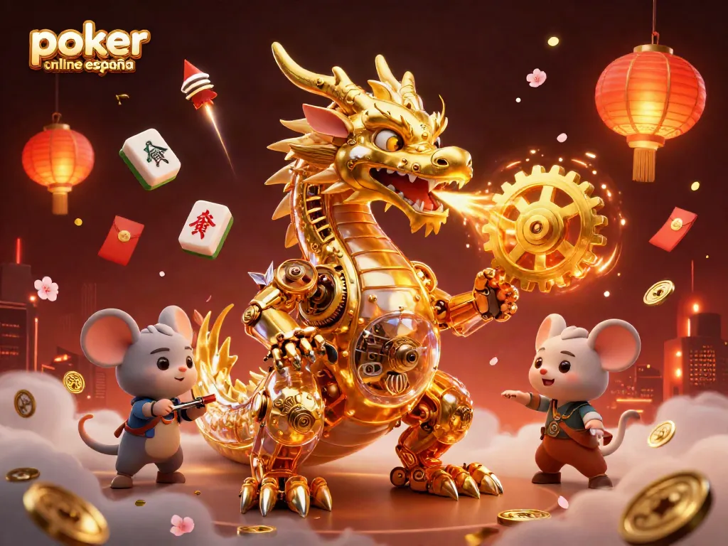 Disfruta del póker online España con una ilustración 3D vibrante y llena de elementos de juego.