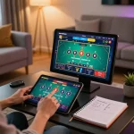 Engaging gameplay on SUNWIN's online platform in a cozy home setting, highlighting responsible gambling.