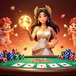 Experience the excitement of jk8 with vibrant casino scenes featuring a goddess and cherubs revealing the thrill of gaming.
