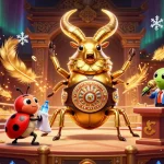 Experience thrilling gameplay at 123B, with a giant beetle and ladybug in a vibrant casino setting.