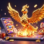 Experience the exciting world of OK365 with a molten gold phoenix and vibrant casino games.