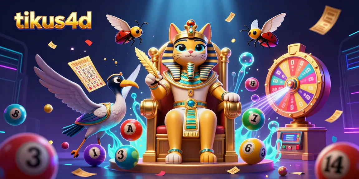 Win exciting prizes with tikus4d as colorful lottery balls, golden tickets, and dynamic casino elements fill the scene.