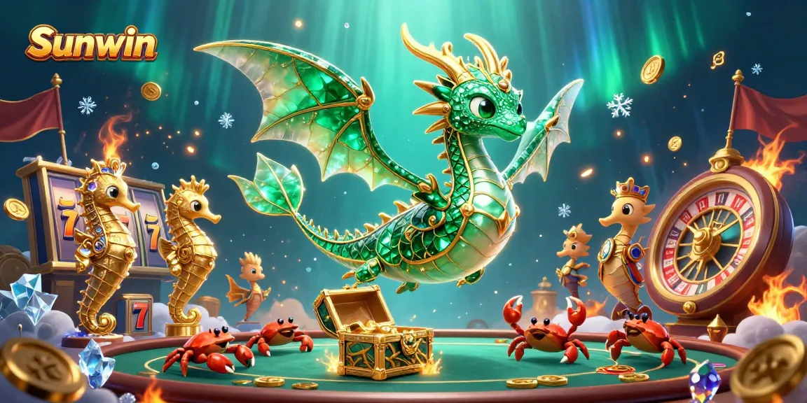 Win big with Sunwin's vibrant sea dragon and casino-themed treasures in an immersive underwater fantasy.