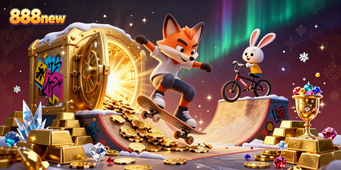 Experience thrilling gameplay with 888new's vibrant casino-themed illustration featuring engaging characters and rich visuals.