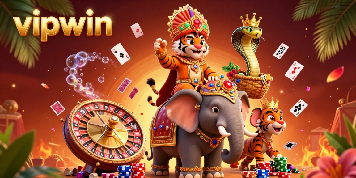 Experience the excitement of betting with vipwin in this dynamic 3D casino illustration featuring vibrant game elements.