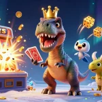 Engage with bdjl's vibrant casino world featuring a T-Rex, pterodactyl, and triceratops in action.