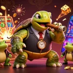 Experience thrilling wins with NBET GAME's vibrant casino illustration featuring iconic characters.