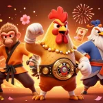 Capture the thrill of khuyến mãi Oxbet with vibrant casino animations featuring a rooster and monkey.