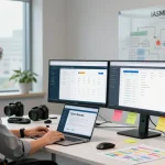 IT professional demonstrating iasme cyber essentials compliance in a modern workspace