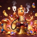 Engage in the exciting rr88 game with vibrant 3D casino elements and a dynamic caterpillar character.