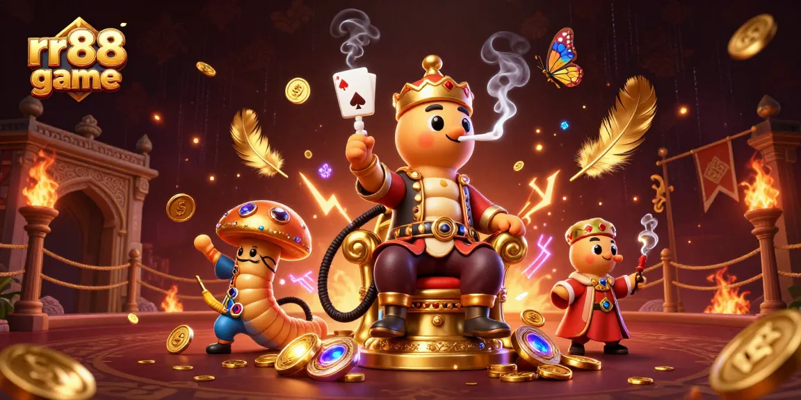 Engage in the exciting rr88 game with vibrant 3D casino elements and a dynamic caterpillar character.