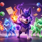 Engage in thrilling gameplay with datum, featuring dynamic colorful lottery elements and ghostly wolf characters.