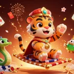 Experience rakhoi's thrilling adventures with a dynamic 3D casino scene featuring magical elements.