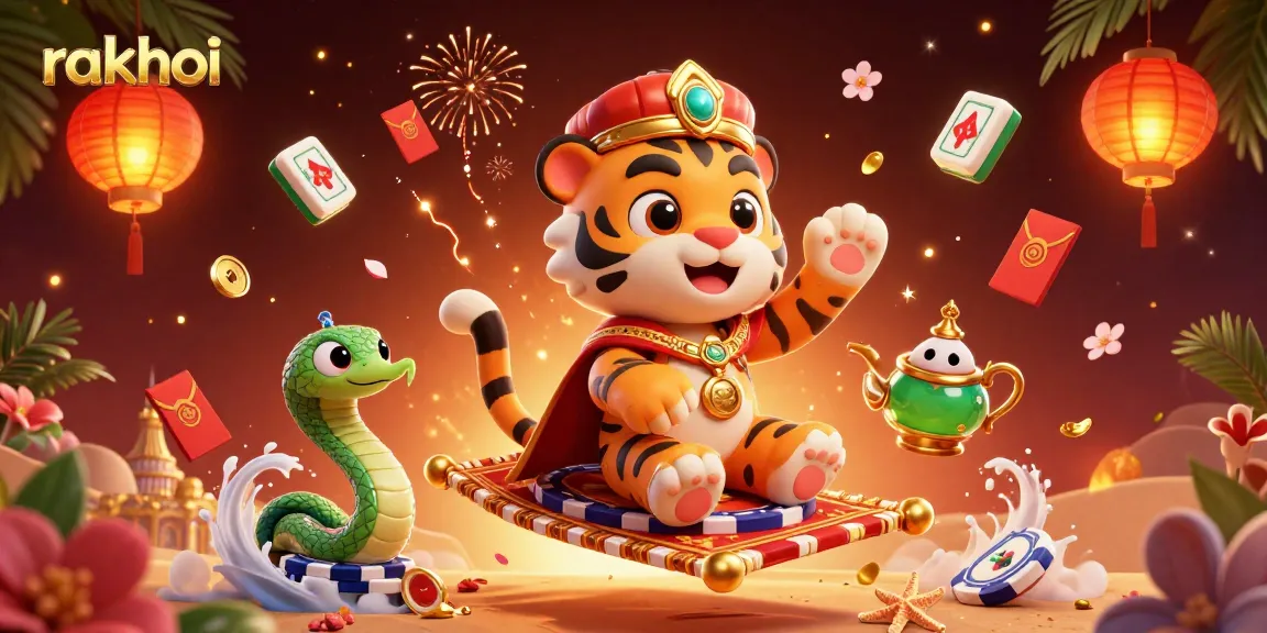 Experience rakhoi's thrilling adventures with a dynamic 3D casino scene featuring magical elements.
