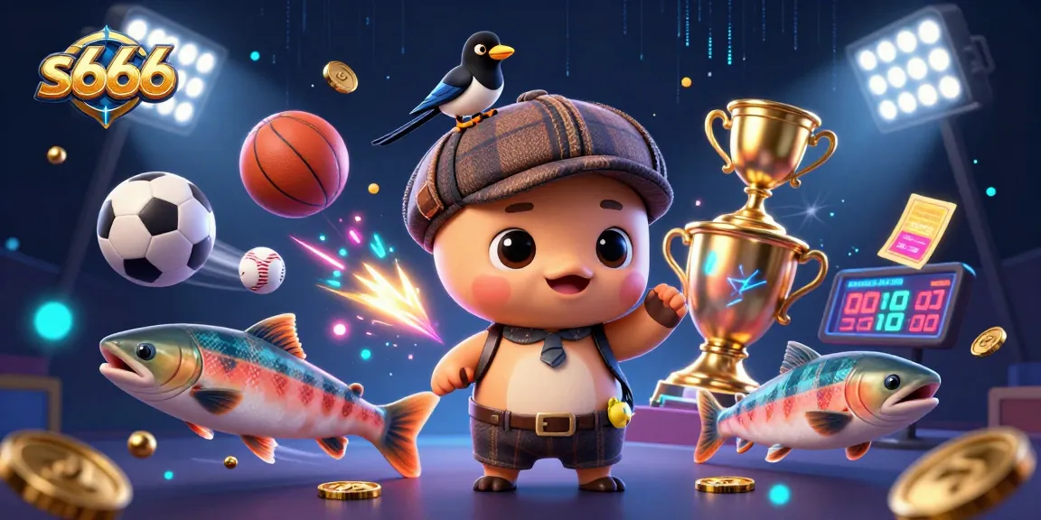 Enjoy thrilling gaming adventures at s666 with cute cartoon Nessie and dynamic sports elements.