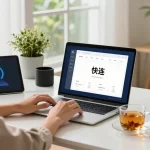 使用快连网络优化软件的用户在现代家办环境中，展示跨平台支持和便捷体验。