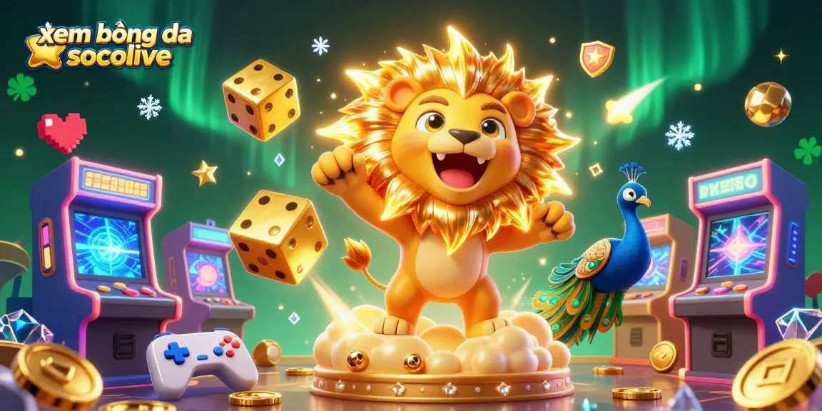 Xem bóng đá socolive with vibrant casino elements showcasing characters in an ultra-detailed, dynamic 3D illustration.