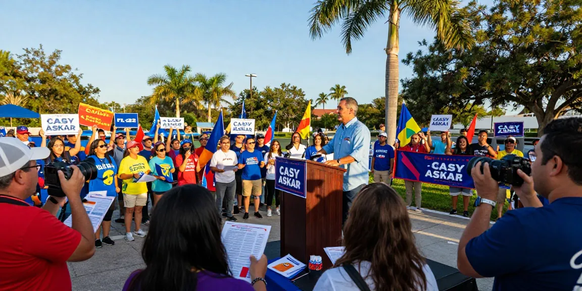 Casey Askar engaging with supporters at a campaign rally in Florida.