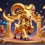 fu88 showcases a dynamic 3D scene of a golden ram charging, surrounded by spectacular casino elements.